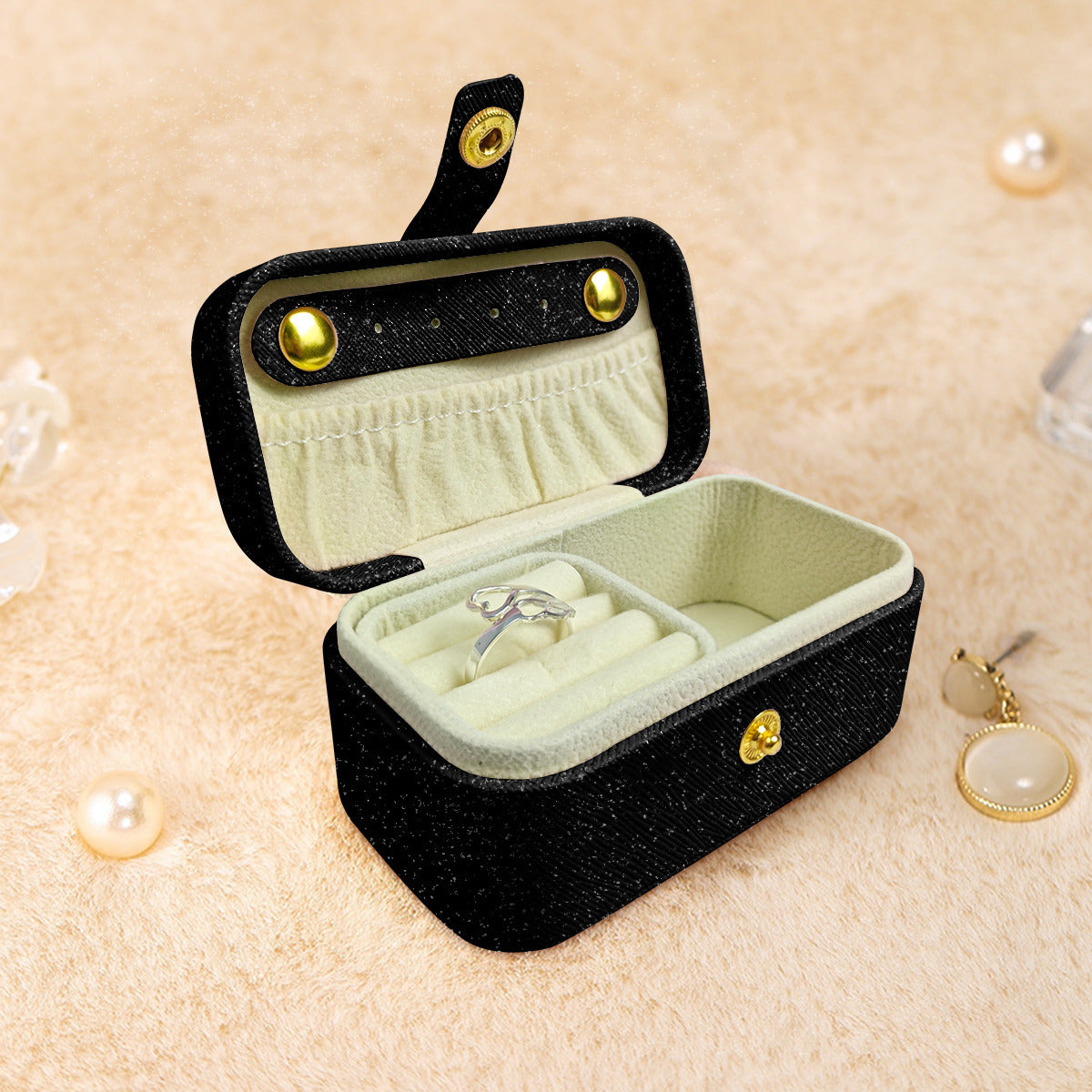 Gold Flowers Personalized Portable Jewelry Box