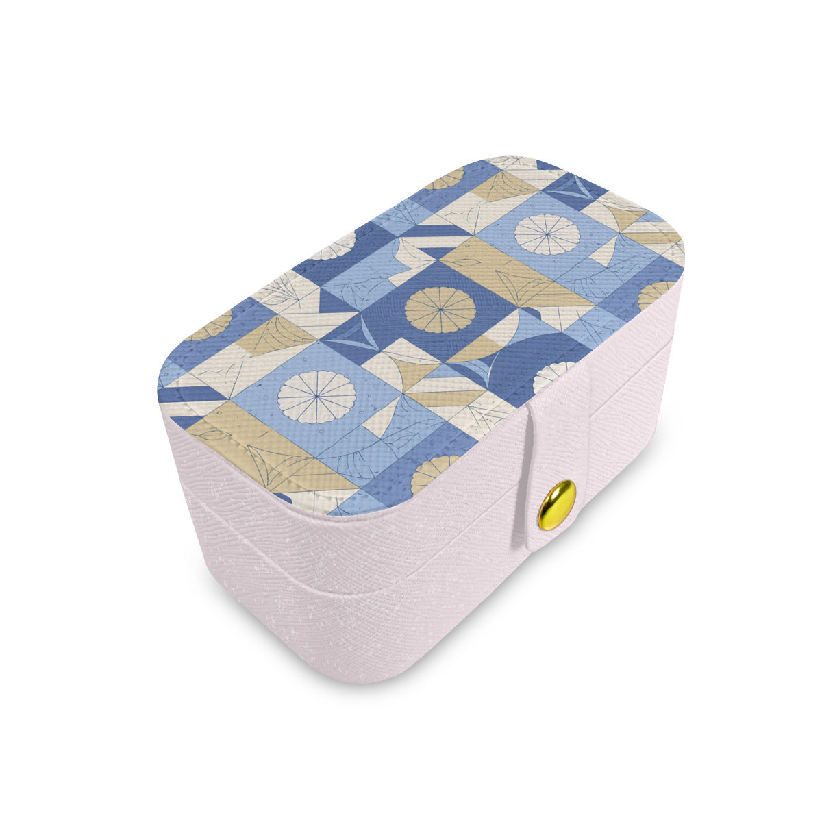 Abstract Blue Pattern Personalized Portable Jewelry Box