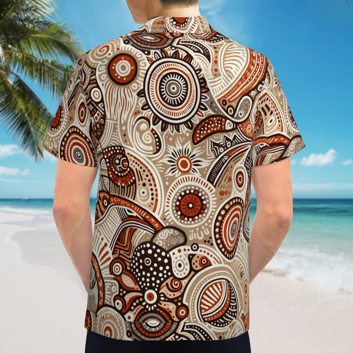 Abstract Motifs Man's Casual Short-Sleeved Shirt