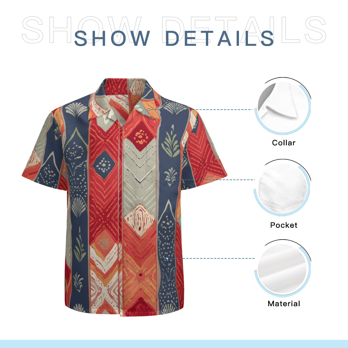 Abstract African Motifs Men's Casual Short-Sleeved Shirt