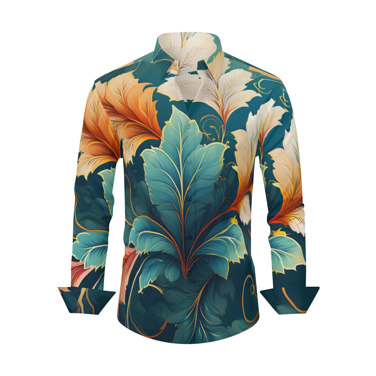 Botanical Pattern Men's Classic Long-Sleeved Shirt