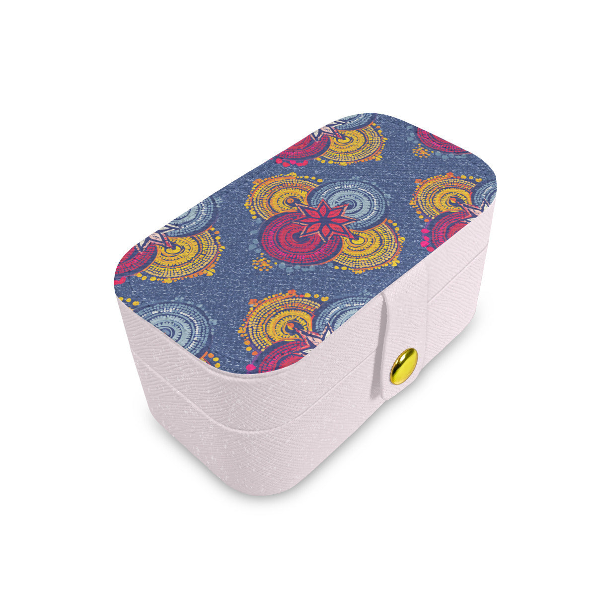 Abstract Blue Pattern Personalized Portable Jewelry Box