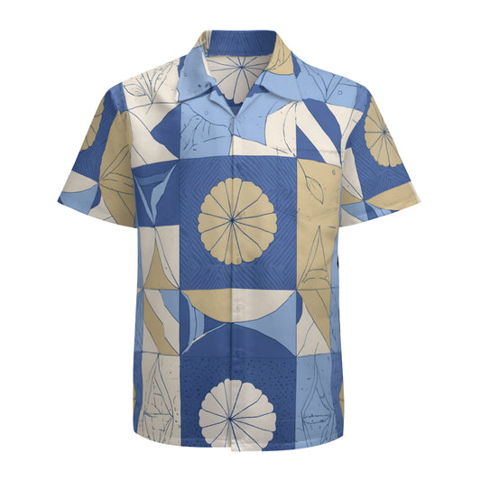 Abstract Blue Pattern Men's Casual Short-Sleeved Shirt