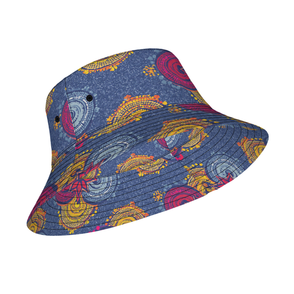 Abstract Blue Pattern Double-Sided Unisex Polyester Bucket Hat