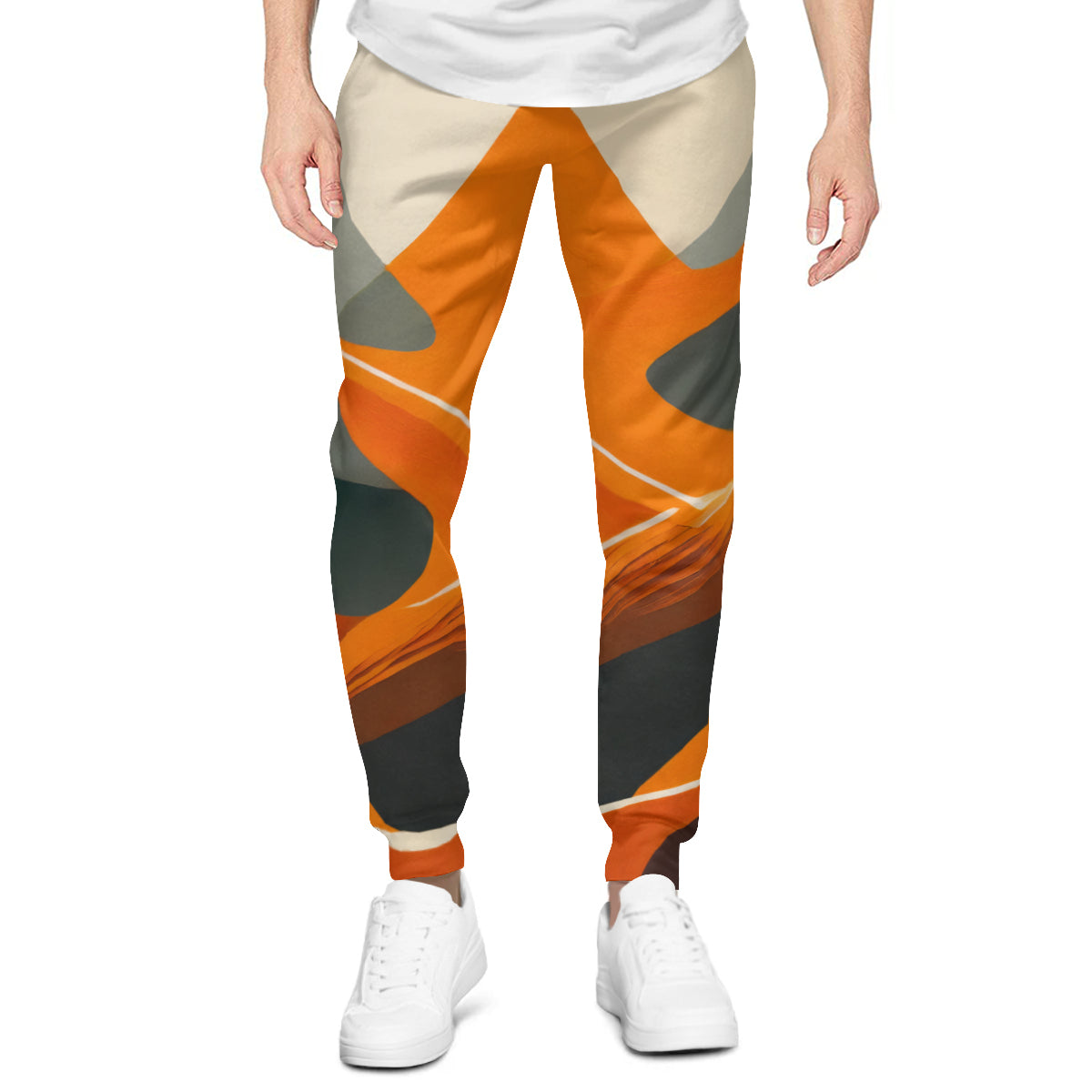 Abstract Orange Men's Adult Hoodie Set (Double-Layer Hood)