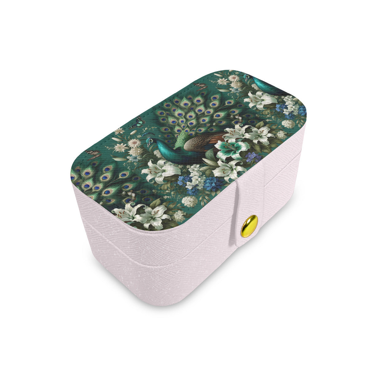 Peacock Pattern Personalized Portable Jewelry Box