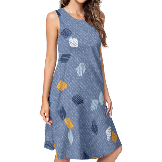 Abstract Denim Pattern Women's Casual Dress