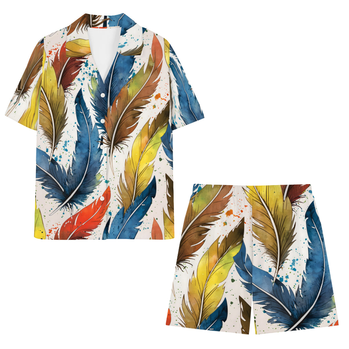 Expressive Feathers Man's Shirt and Short Set