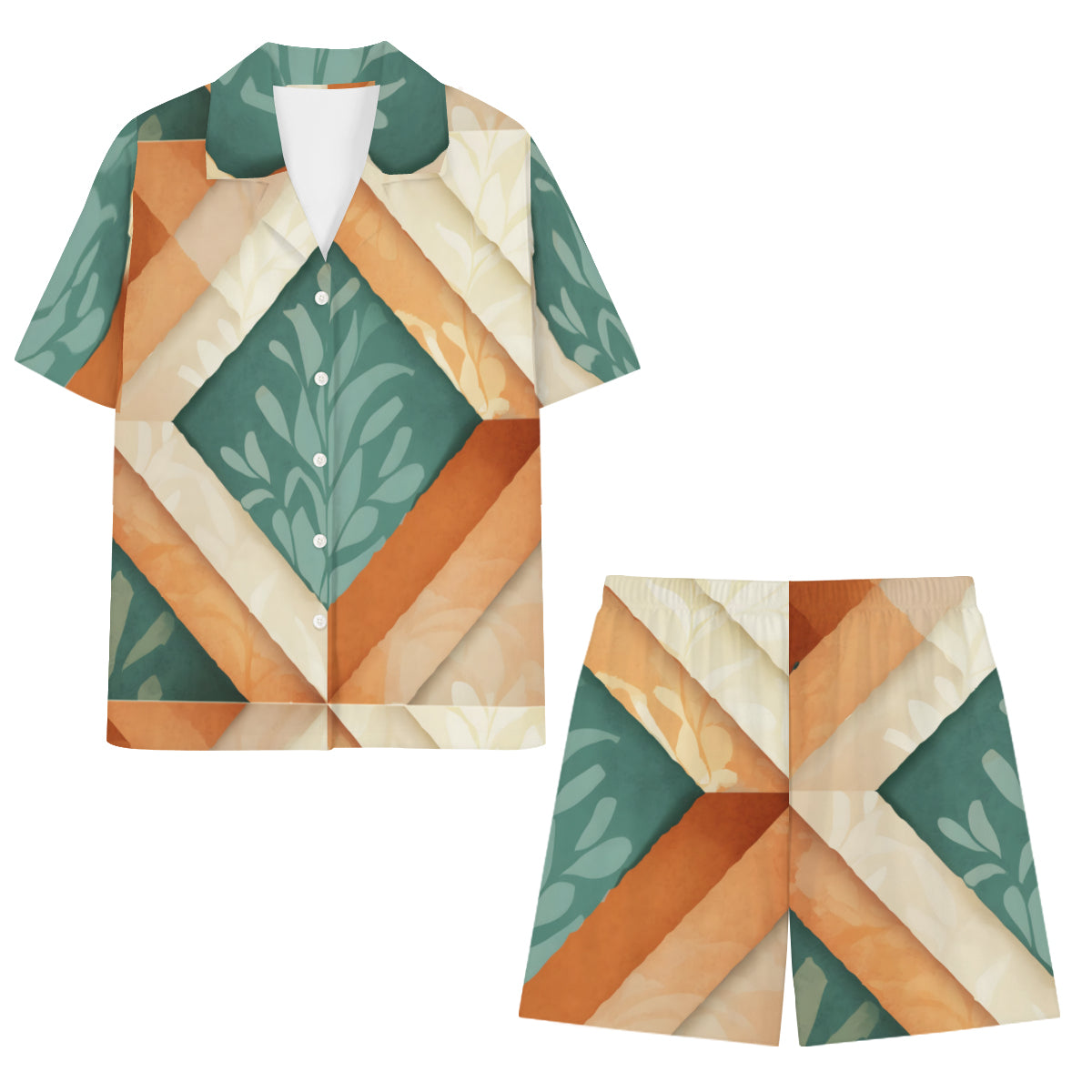 Abstract Pattern Man's Shirt and Short Set