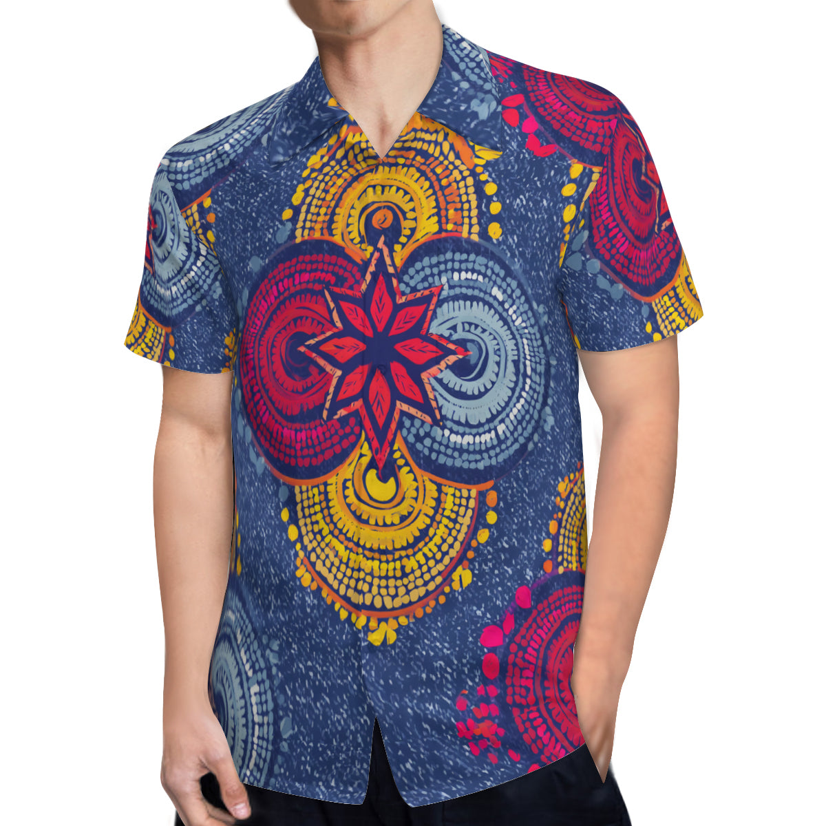 Abstract Blue Pattern Man's Casual Short-Sleeved Shirt