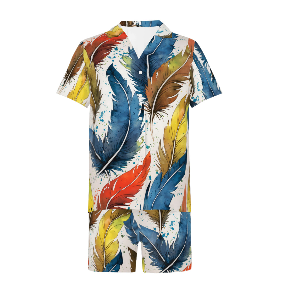 Expressive Feathers Man's Shirt and Short Set