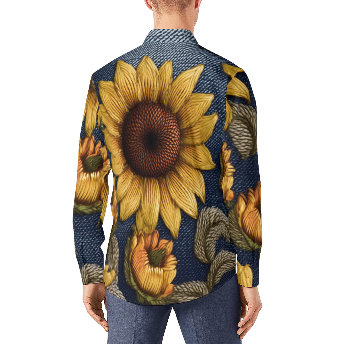 Sunflower Pattern Men's Classic Long-Sleeved Shirt