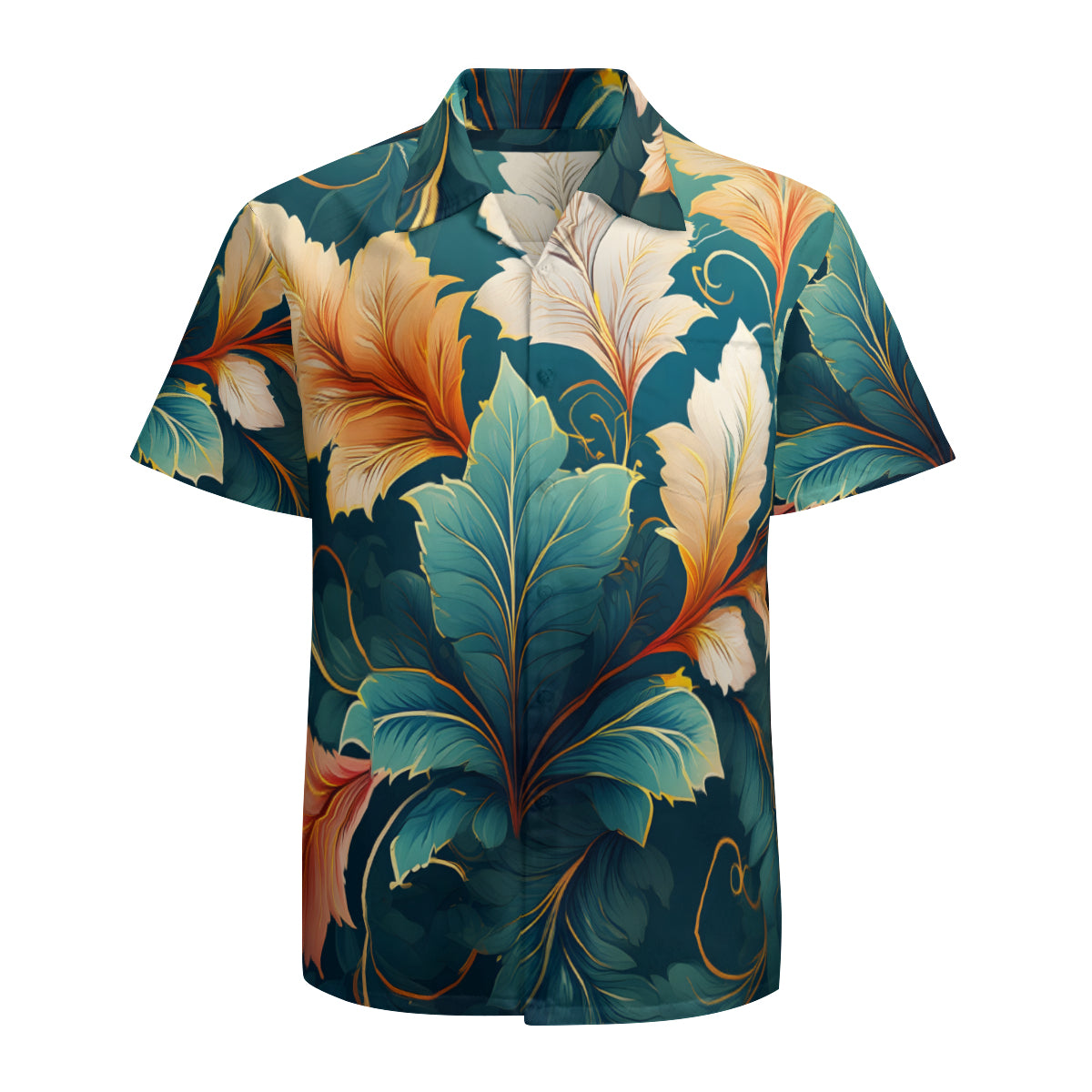 Botanical Pattern Men's Casual Short-Sleeved Shirt