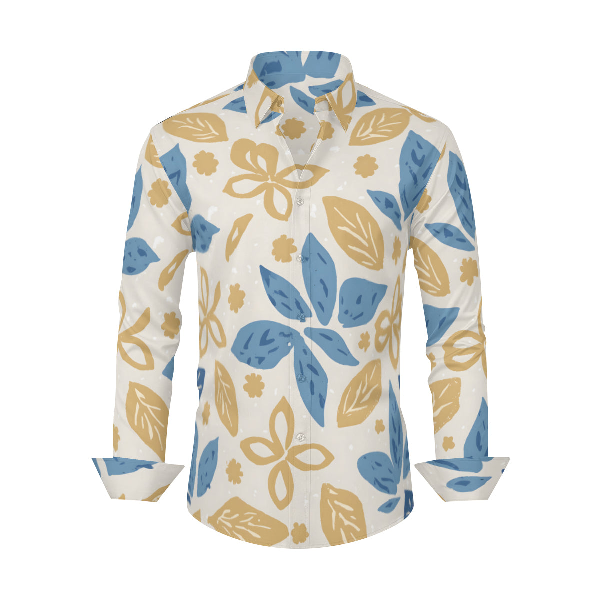 Tropical Floral Pattern Men's Classic Long-Sleeved Shirt