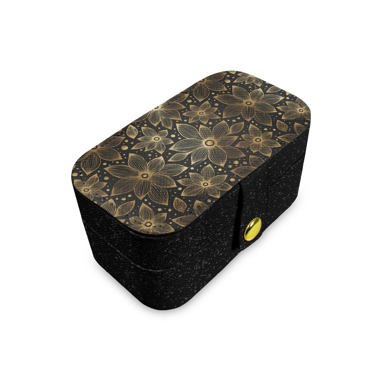 Gold Flowers And Leaves Personalized Portable Jewelry Box