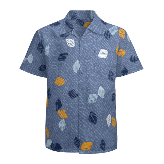 Abstract Denim Pattern Men's Casual Short-Sleeved Shirt