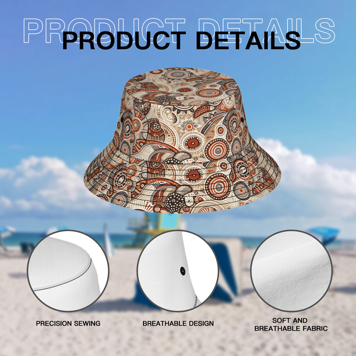 Abstract Motifs Double-Sided Unisex Polyester Bucket Hat