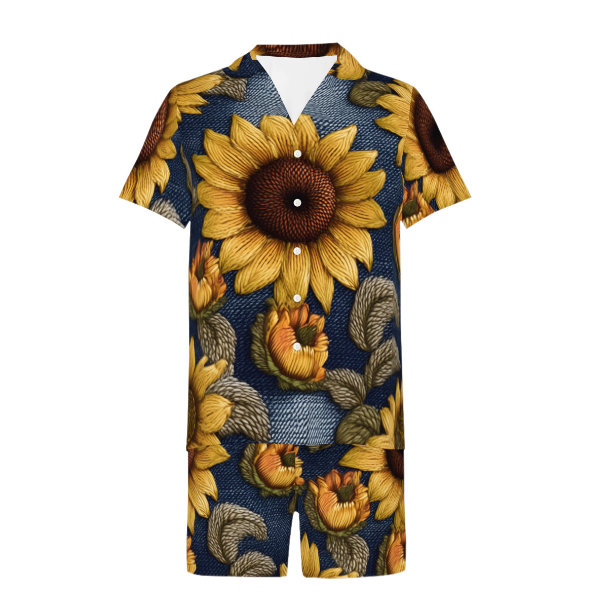 Sunflower Pattern Man's Shirt and Short Set