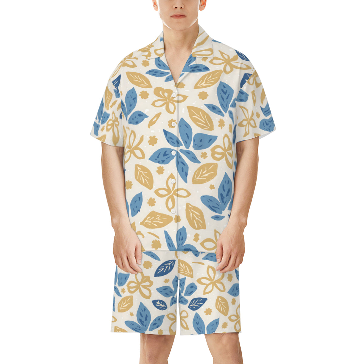 Tropical Floral Pattern Man's Shirt and Shorts Set