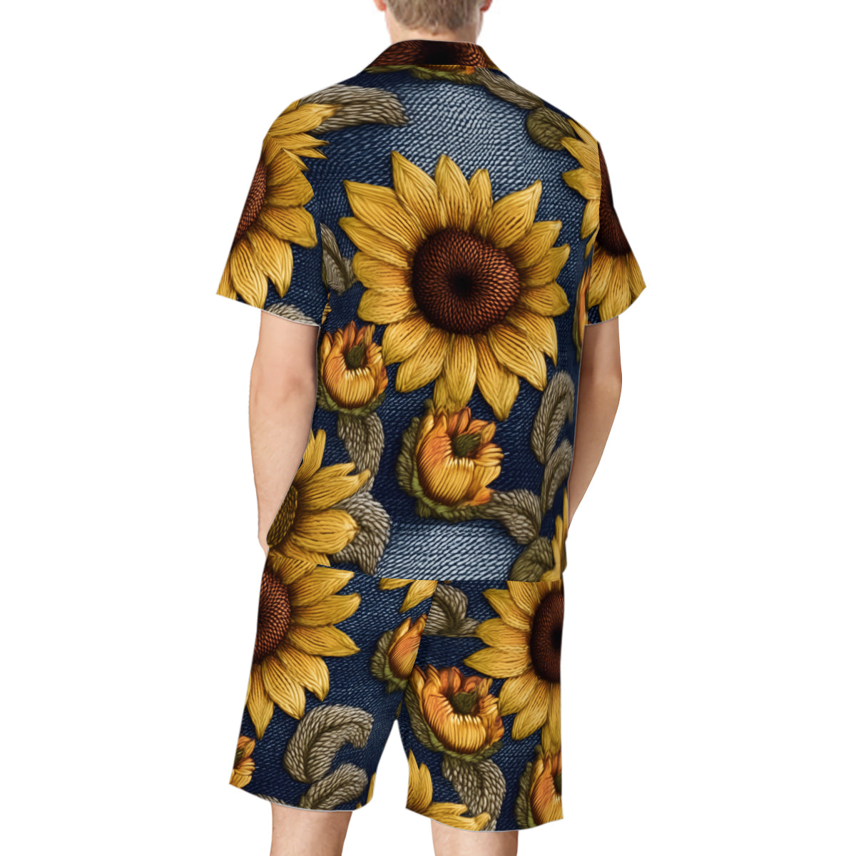 Sunflower Pattern Man's Shirt and Short Set