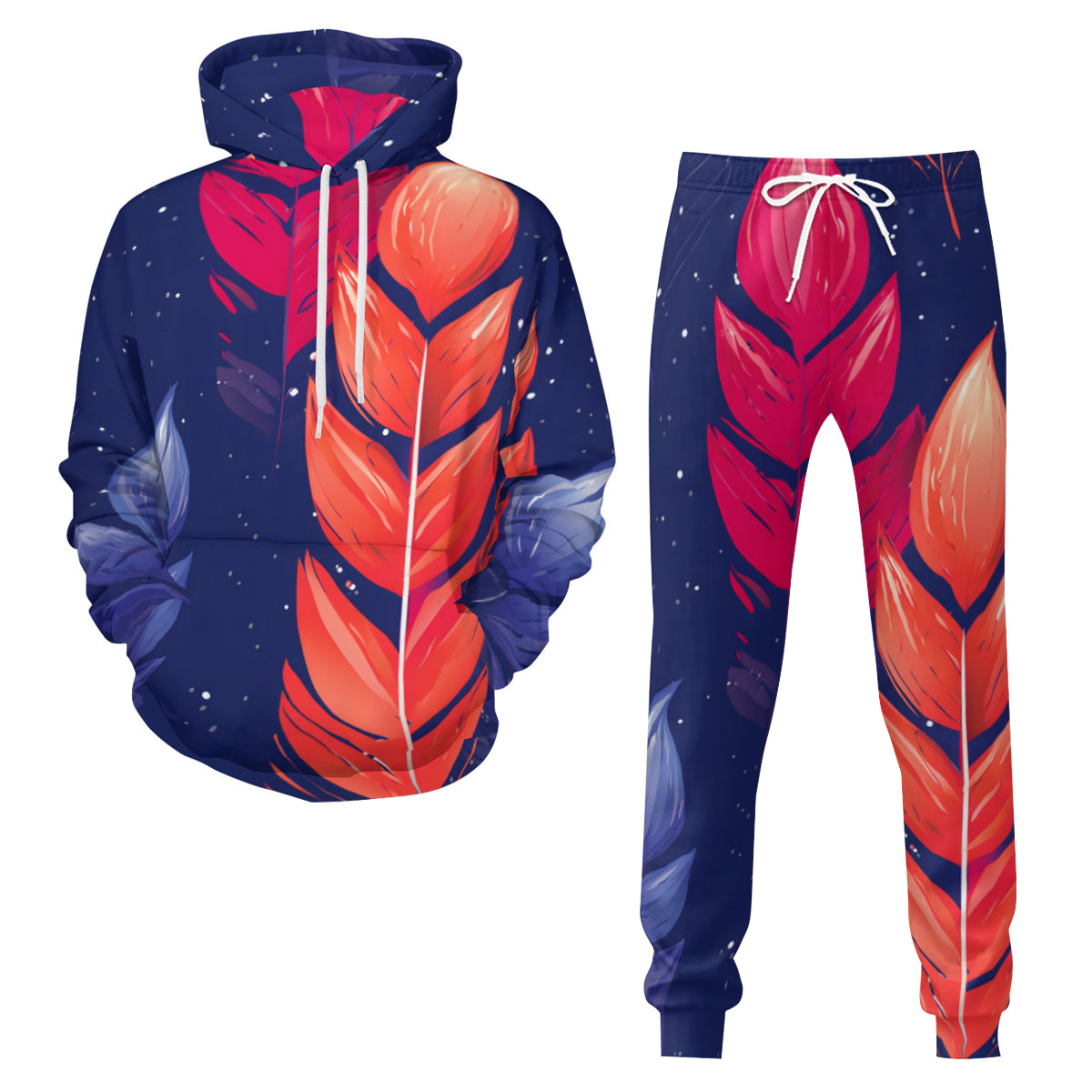 Abstract Pattern Men's Adult Hoodie Set (Double-Layer Hood)