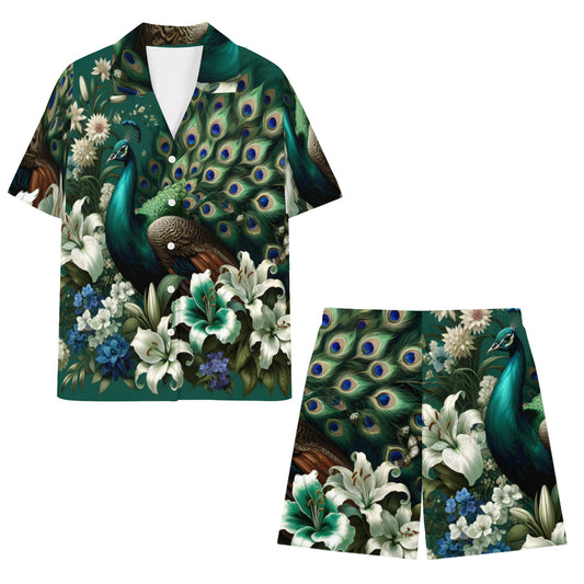 Peacock Man's Shirt and Short Set