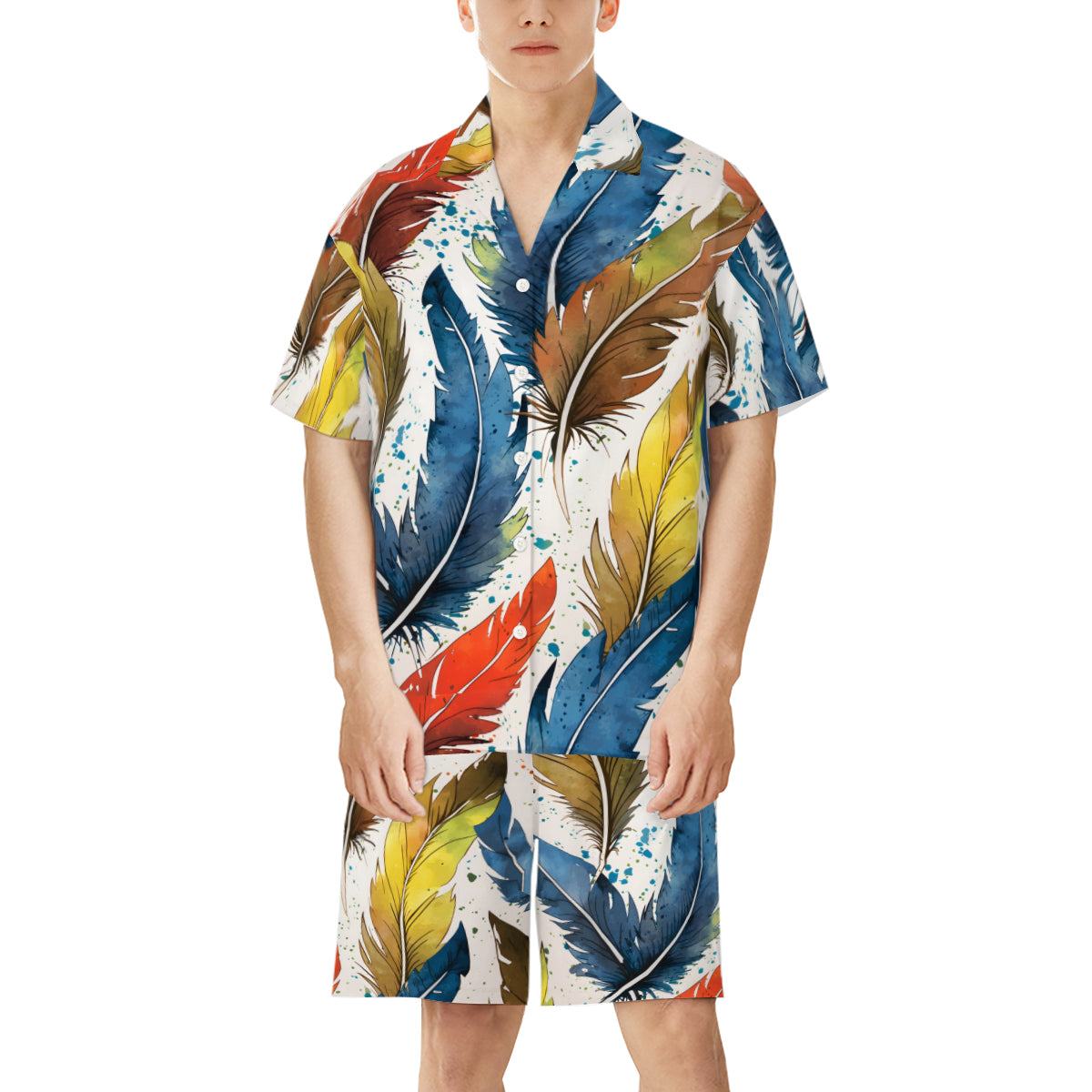 Expressive Feathers Man's Shirt and Short Set