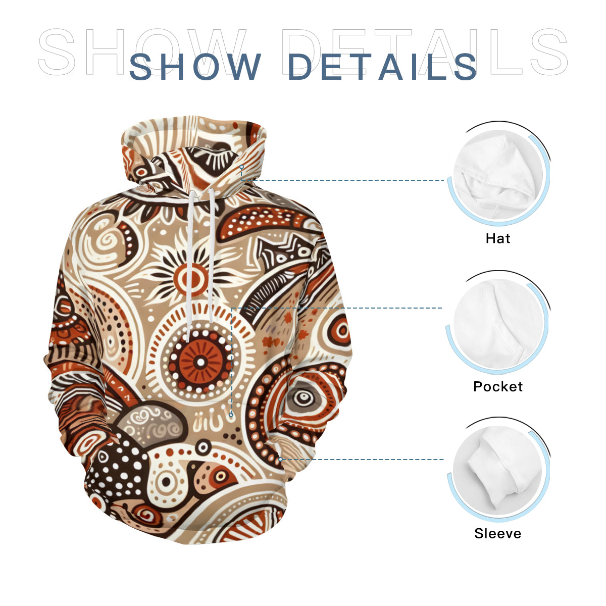 Abstract Motifs Men's Adult Hoodie Set (Double-Layer Hood)