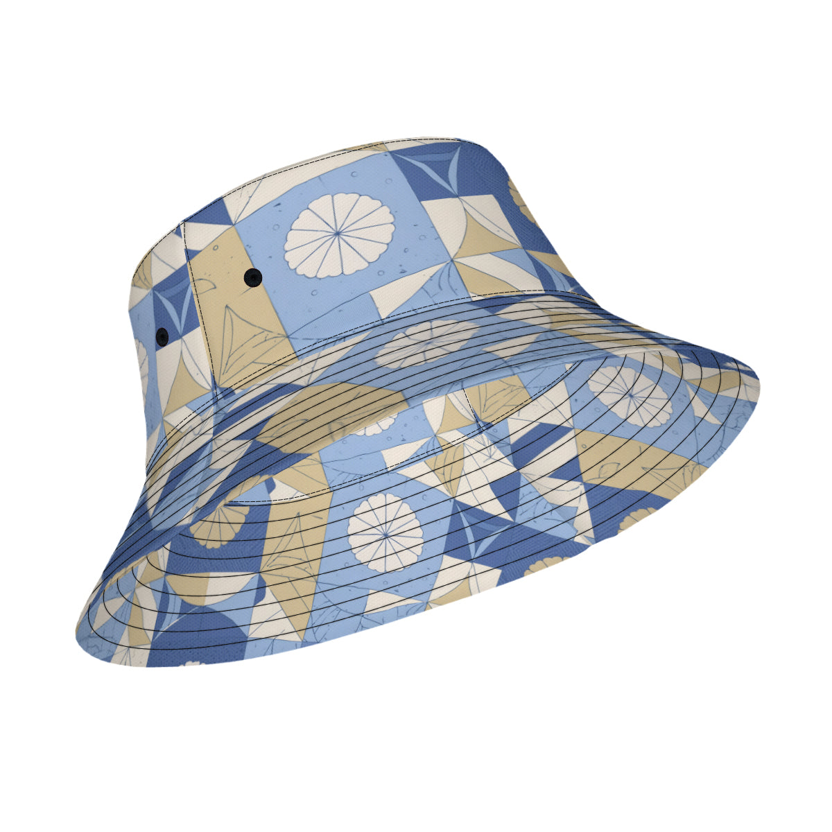 Abstract Blue Pattern Double-Sided Unisex Polyester Bucket Hat