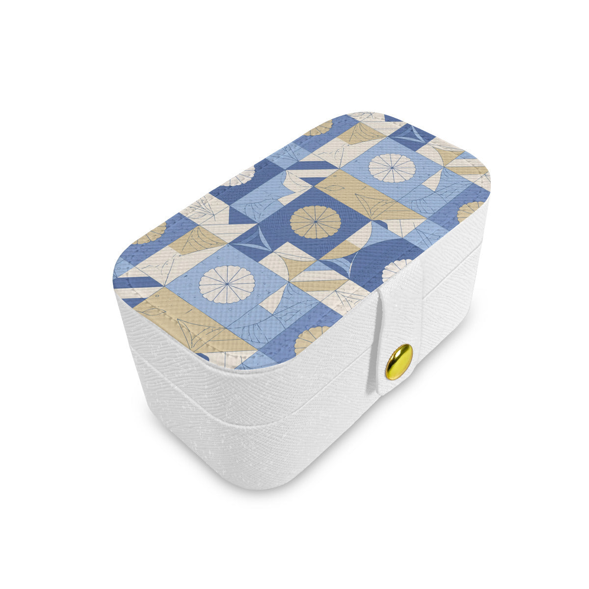 Abstract Blue Pattern Personalized Portable Jewelry Box