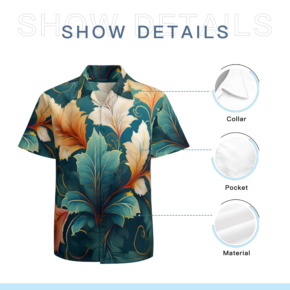 Botanical Pattern Men's Casual Short-Sleeved Shirt