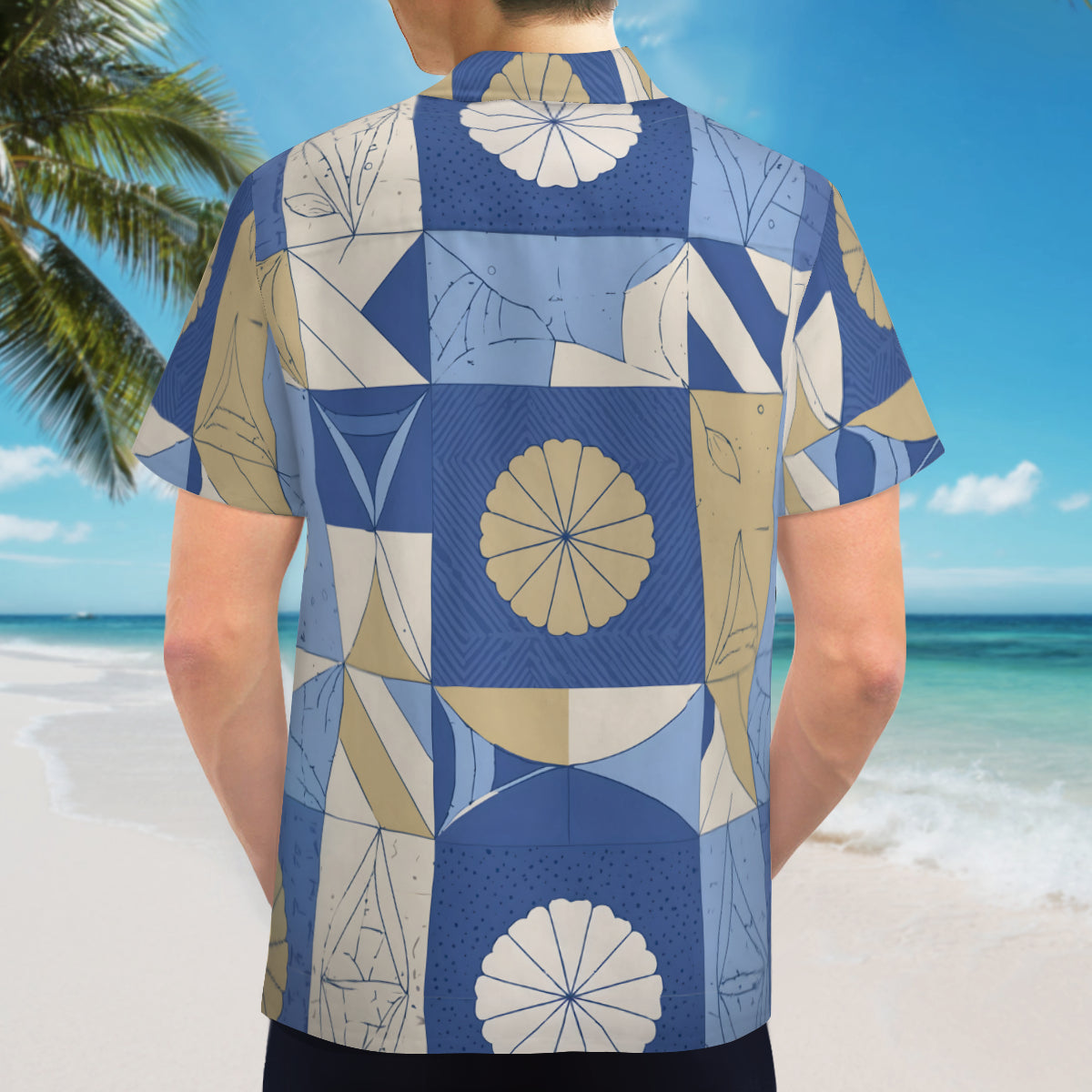 Abstract Blue Pattern Men's Casual Short-Sleeved Shirt