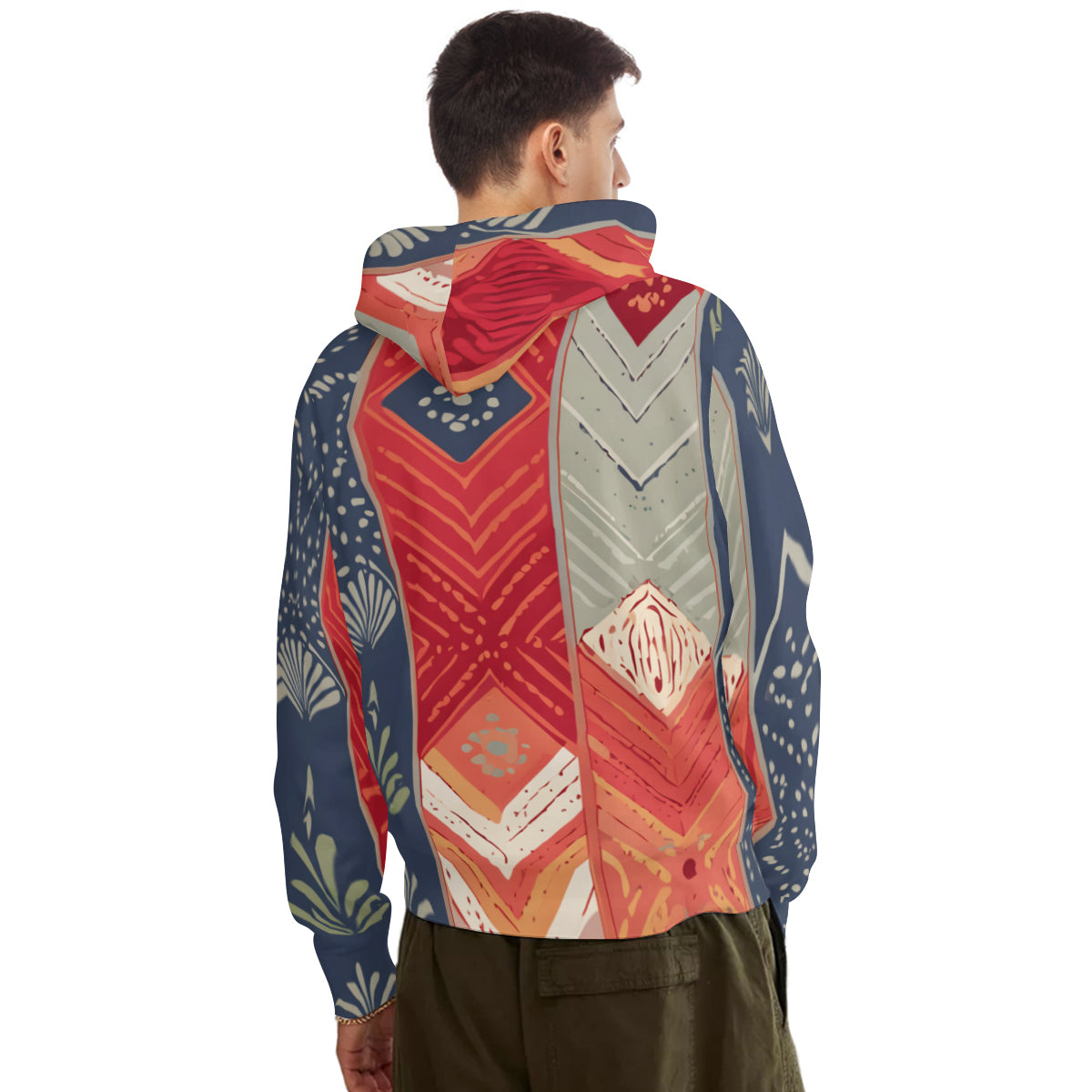 Abstract African Motifs Men's Adult Hoodie Set (Double-Layer Hood)