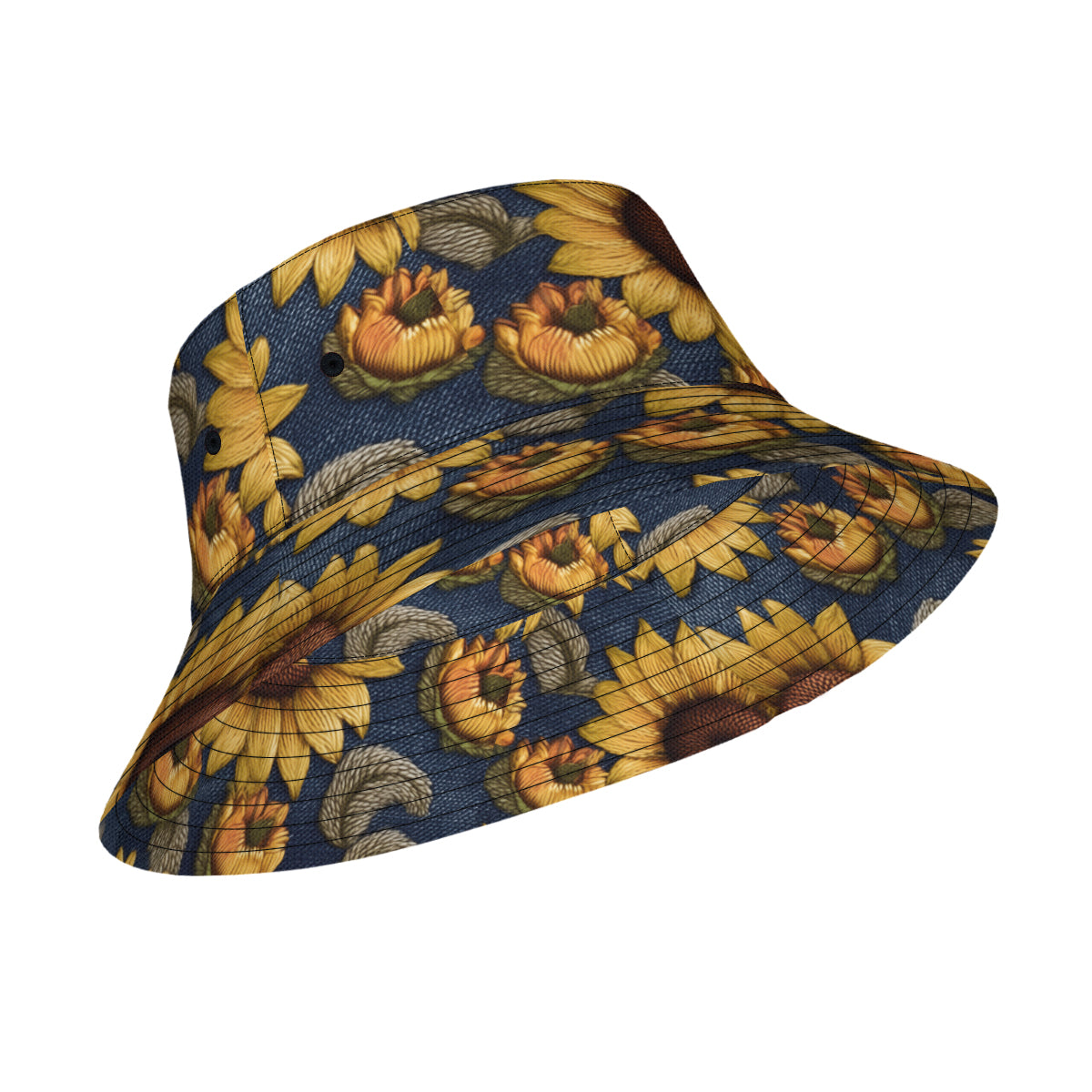 Sunflower Pattern Double-Sided Unisex Polyester Bucket Hat