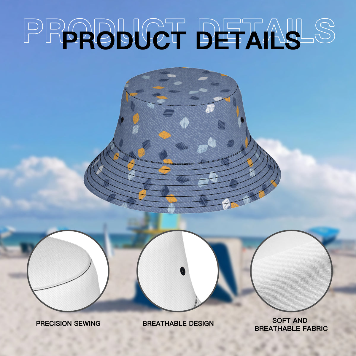 Abstract Denim Pattern Double-Sided Unisex Polyester Bucket Hat